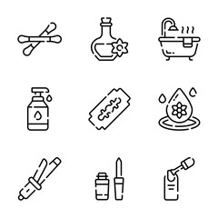Check this modern collection of spa and beauty linear icons