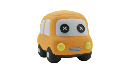 Adorable Orange Plush Toy Car with X Button Eyes