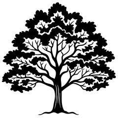 Vintage Oak Tree Outline Vector