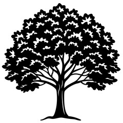 Vintage Oak Tree Outline Vector