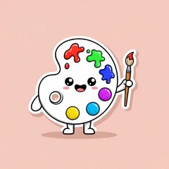 A funny cartoon artist paints a cute red heart, a symbol of love and romance, for a fun Valentine's Day illustration