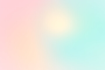 Pastel ombre abstract background. Soft pink blending into blue teal with hints of mellow yellow. Smooth gradient transition. Noise grain texture blur. Calm shimmer glow. Elegant dreamy atmosphere.