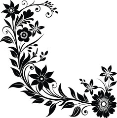 Fantasy Floral Corner Silhouette Design