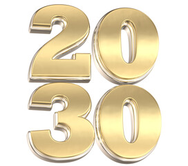 Number Gold Fore New Year 3D Render