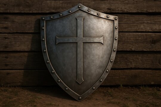 Medieval shield with cross