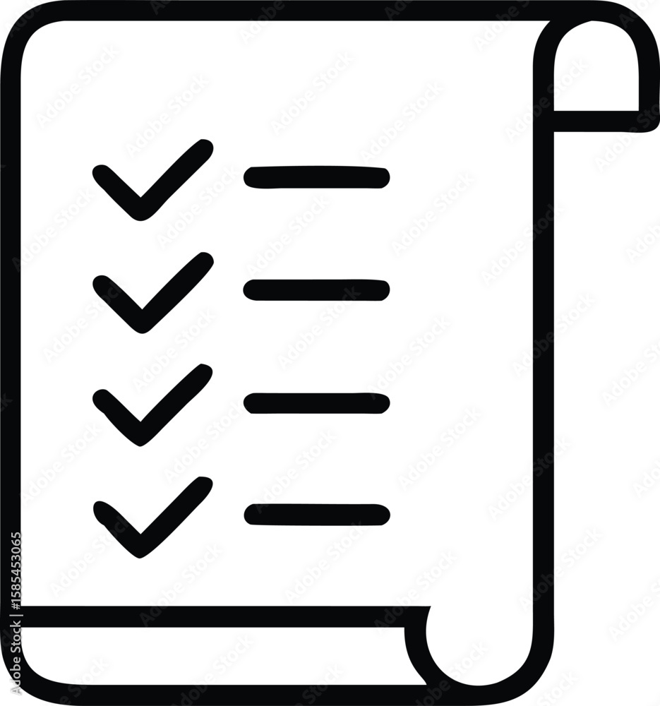 Poster checklist on paper with checkmarks in line art style vector