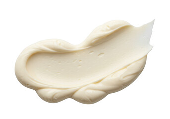 A smooth, thick swirl of creamy cosmetic texture is isolated on a transparent background
