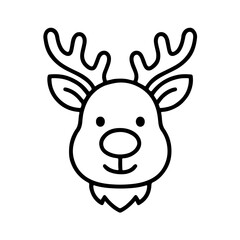 Reindeer Outline Icon in Black and White