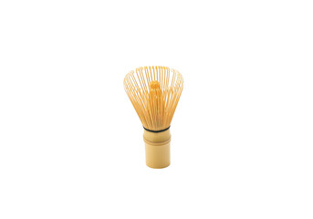 A traditional bamboo matcha whisk, isolated on a transparent background
