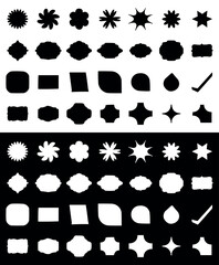 Solid Vector Shape Silhouettes on Light and Dark Backgrounds Badge and Label Icons Collection.