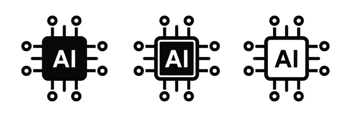 AI Icons Vector Illustration Featuring Artificial Intelligence Symbols
