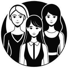 Female Figures in Flat Style Isolated on White Background: Women and Girls