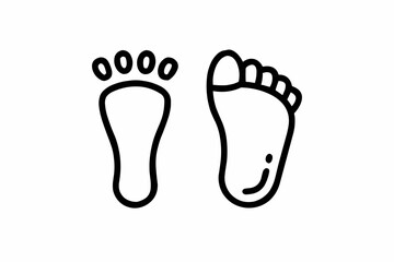 Illustration of two foot prints one showing toes and one showing the sole of the foot in black outline