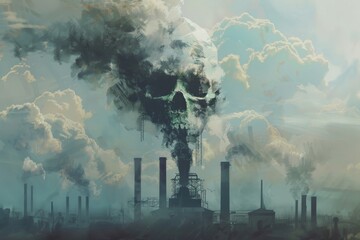 Factory emissions forming skull clouds