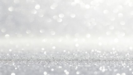 Sparkling silver glitter background with soft bokeh lights