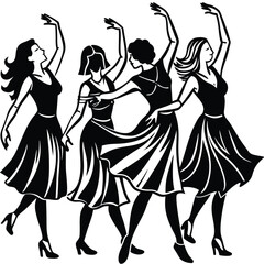 Graceful Female Dancers Performing on a Pristine White Background