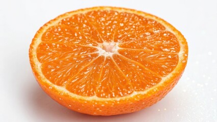 Close up of a vibrant orange citrus fruit slice with glistening segments