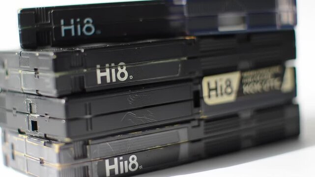 Stack of Hi8 videotapes