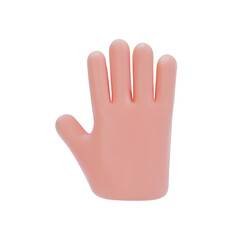 The palm of a hand with the fingers spread apart. It can mean the number five, hello, bye. Vector illustration in 3d style on isolated white background.
