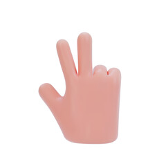 Obraz premium Stylized hand with 3 fingers spread out, back of palm. Can represent the number 3. Vector illustration in 3d style on isolated white background.
