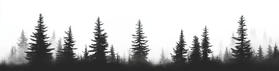 Fototapeta premium Panoramic view of a realistic forest silhouette in modern nature design