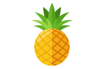 High-resolution illustration of a vibrant ripe pineapple with lush green leaves, isolated on a white background.