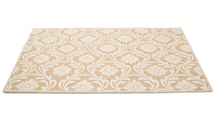 Elegant beige area rug with classic floral scroll pattern