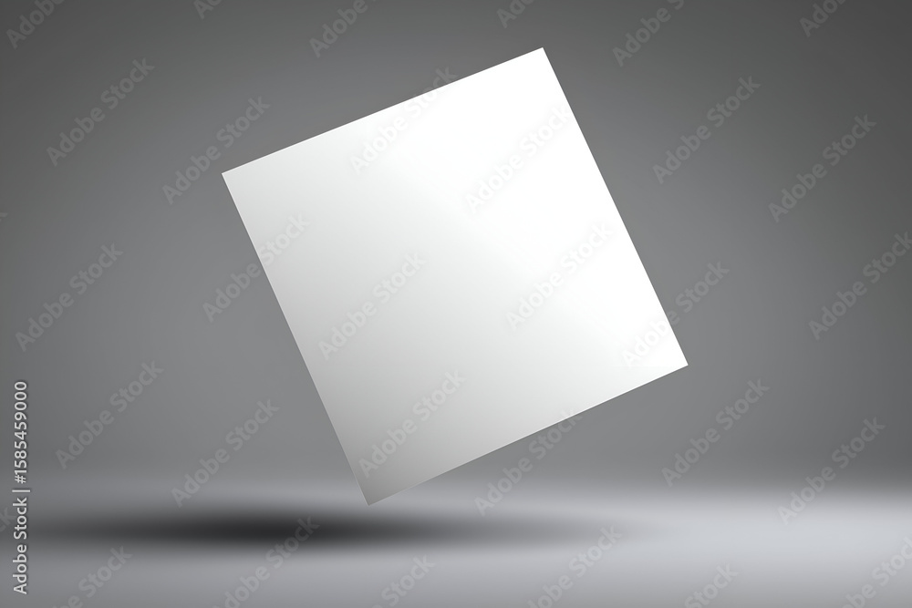 Poster floating white square on gray gradient background with soft shadow. mock up promotion information fo