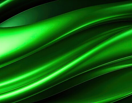 Abstract flowing green ribbons
