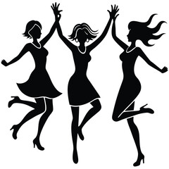 Jubilant Women Celebrating on a White Isolated Background