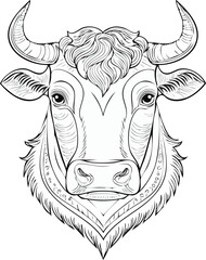 Elegant Cow Head Outline - Single Line Vector Design