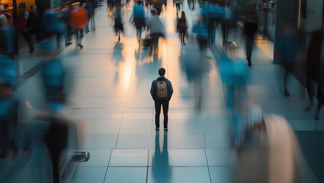 A person standing with brown leather shoes, wearing mismatched socks—one with blue polka dots and the other with red socks featuring black bunnies, paired with cuffed denim jeans 