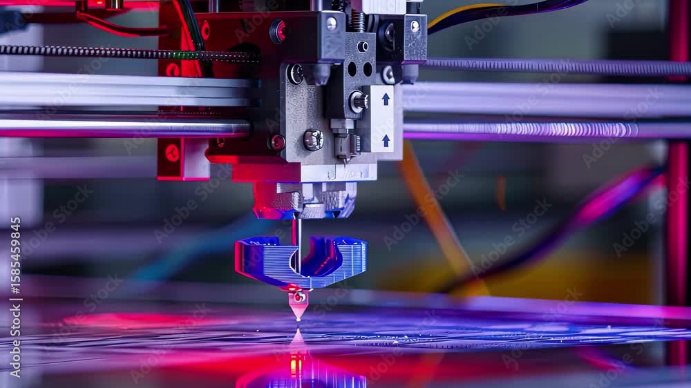Poster advanced 3d printing technology in action showcasing detailed steps of the process in a modern works