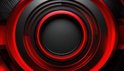 Abstract concentric circles with glowing red accents