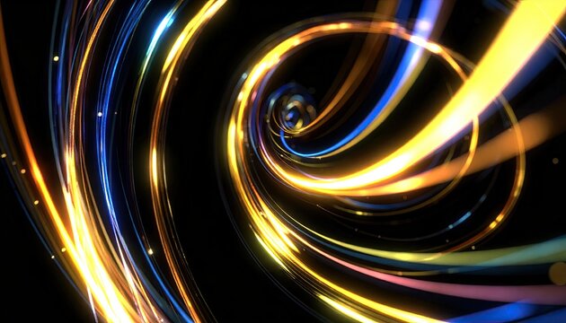 Abstract spiral vortex of glowing lines