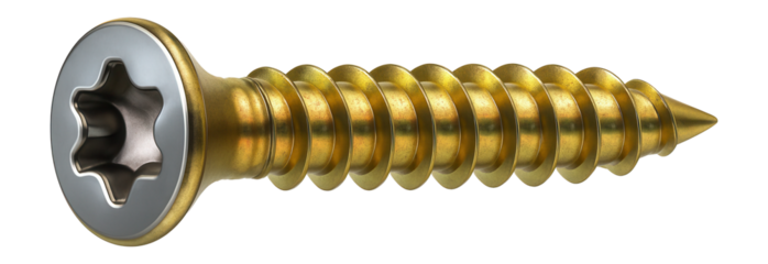 Torx drive self-tapping screw with a yellow zinc dichromate coating for engine compartment components.