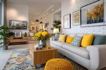 Living room interior with furniture and decor