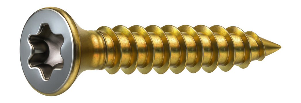 Torx drive self-tapping screw with a yellow zinc dichromate coating for engine compartment components.