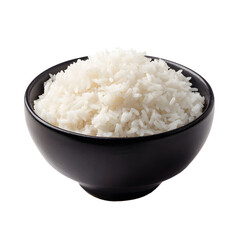 White Rice in a Black Bowl