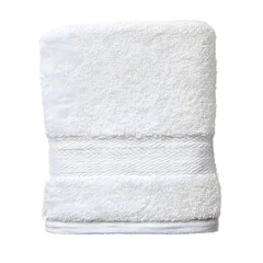 White Fluffy Bath Towel on White Background