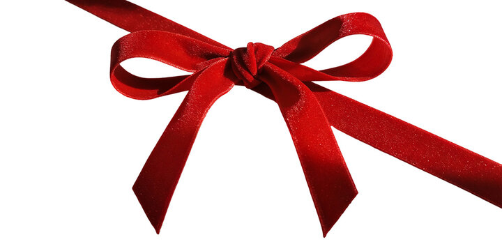 Red ribbon gift bow with a transparent background