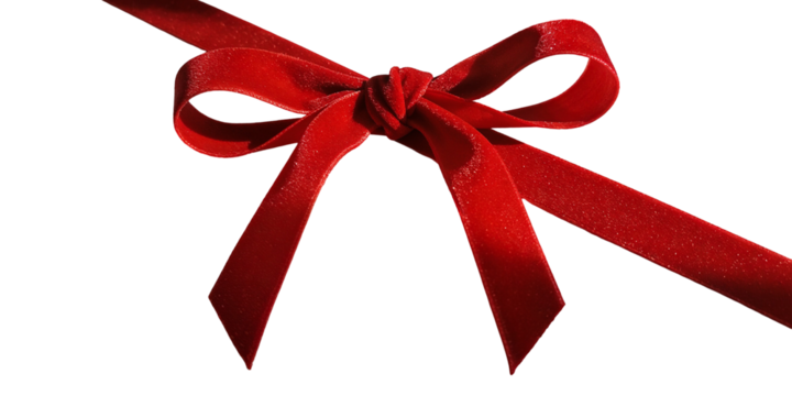 Red ribbon gift bow with a transparent background