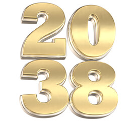 Number Gold Fore New Year 3D Render