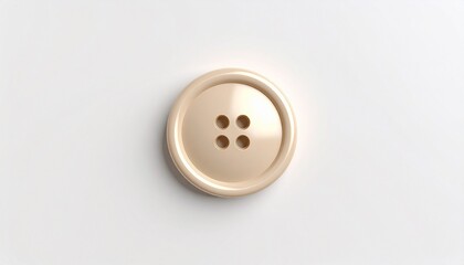 Beige four-hole button on light surface, styled for minimalist textile display