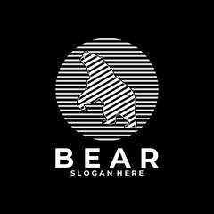 Abstract Bear and circle monogram logo design vector template.
