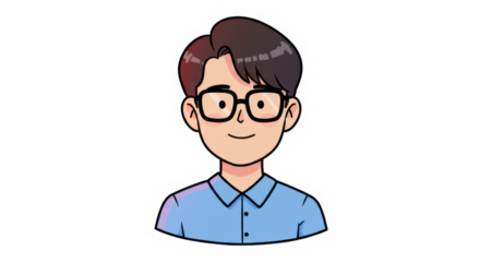 Cartoon Illustration of Young Man with Glasses