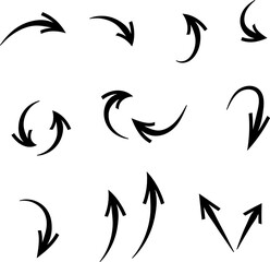 A versatile set of black and white arrow vector icons, perfect for design elements or directional symbols