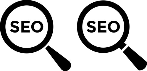 search engine optimization seo icon. Magnifying glass gear search engine. optimization seo settings configuration icons. gear icon
