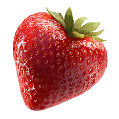 Closeup of a Ripe Red Heart Shaped Strawberry on Transparent Background
