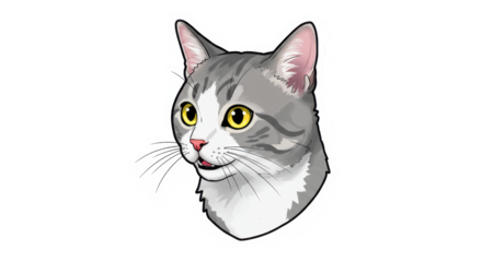 Funny Cartoon Cat Head Sticker